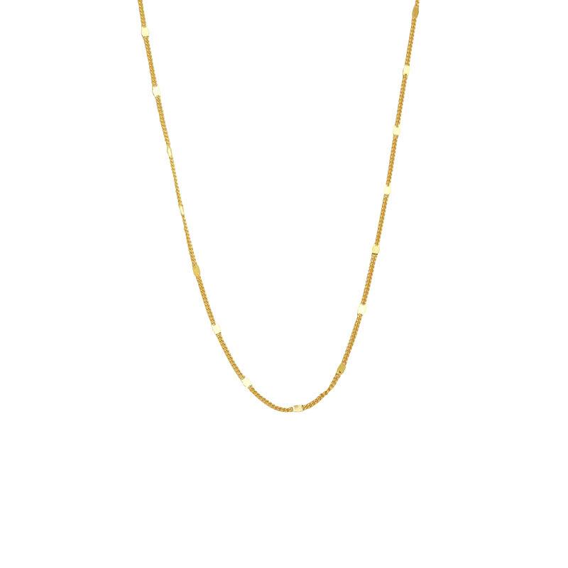 18K Gold-Plated S925 Sterling Silver Necklace for Women - Minimalist Layered Clavicle Chain with Sparkling Flakes, High-End Luxury Design.