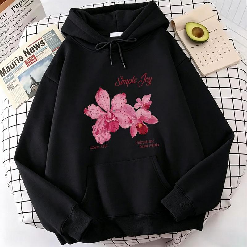 Harajuku Graphic Pullover Flower Design Hooded Sweatshirt Cute Hoody Spring Casual Hoodies Pullover Hooded Daily