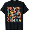 Peace, Love And The Oxford Comma English Grammar Humor Retro T-Shirt