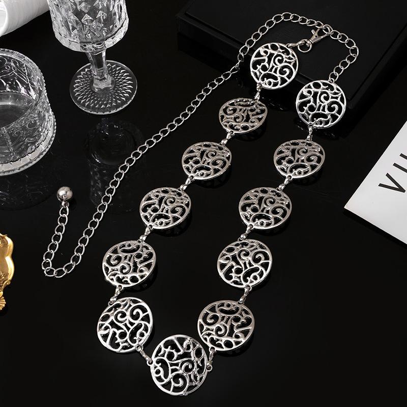 New European and American Waist Chain Women's High-end and Versatile Geometric Small Fragrance Belt Big Brand Retro Ethnic Style Thin Belt