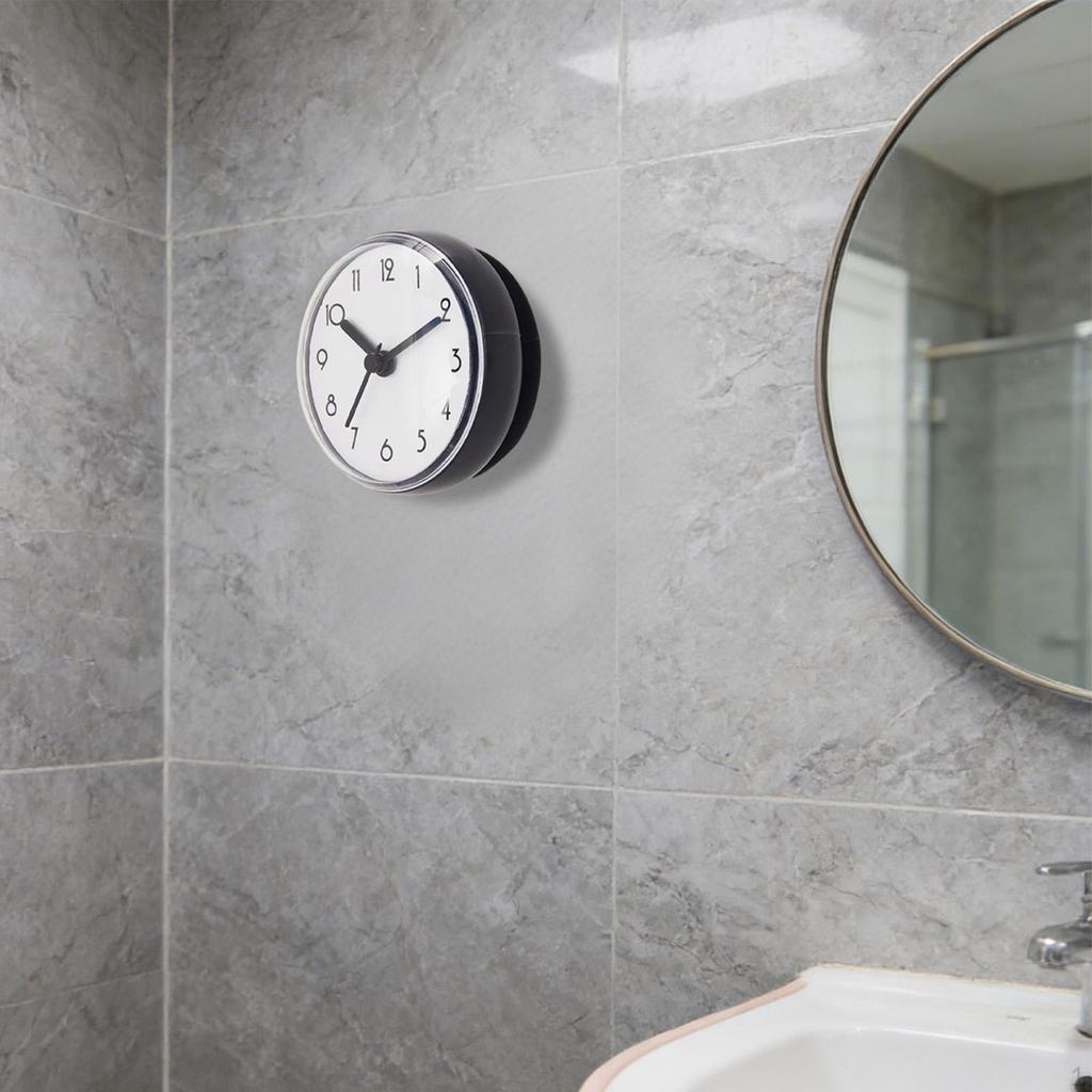 Bathroom Shower Clock Round Wall Hanging,Home Decor with Suction Cup Water Resistant for