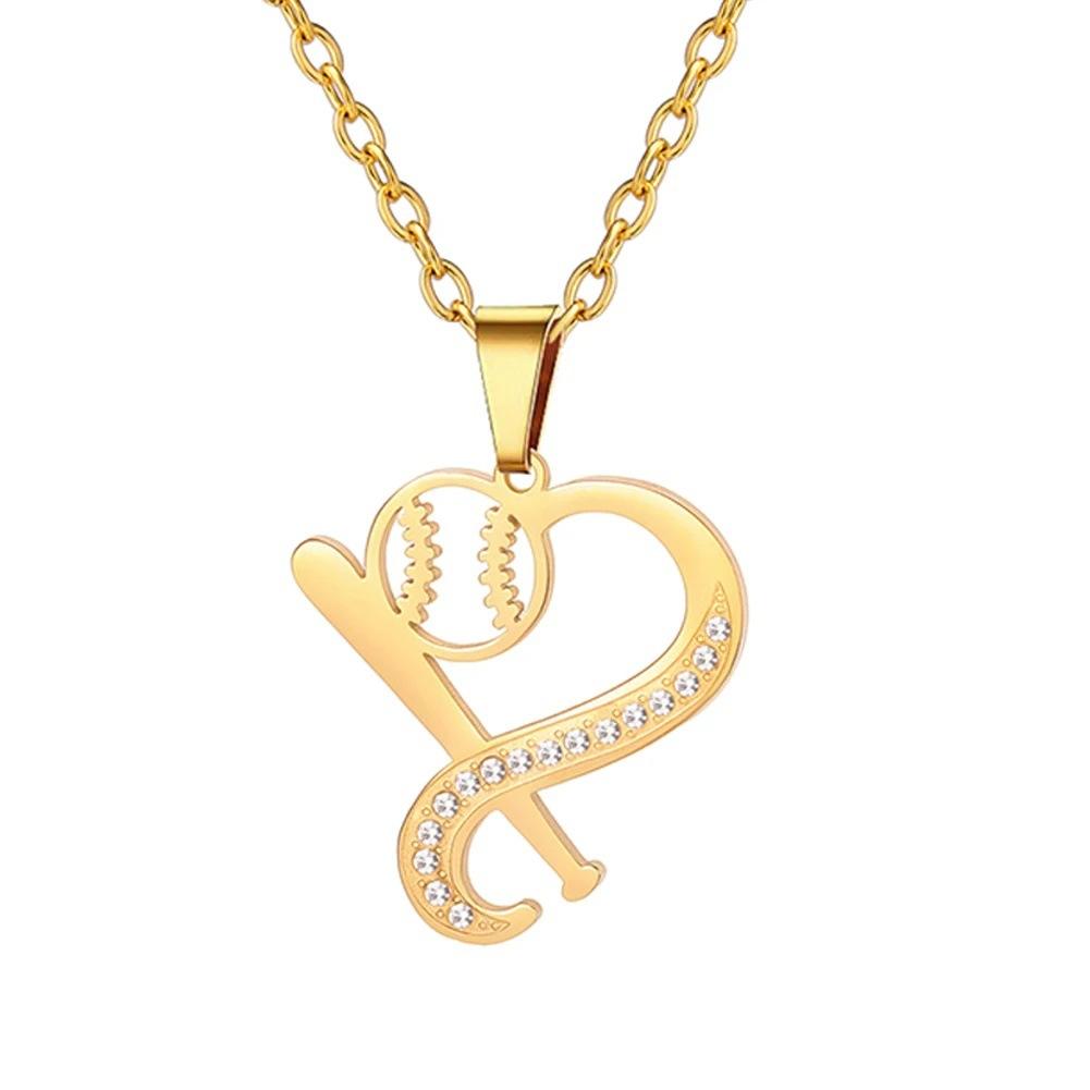 Sports Theme Diamond Necklace Volleyball Tennis Basketball Baseball Jewelry Gift For Athletes And Sports Lovers