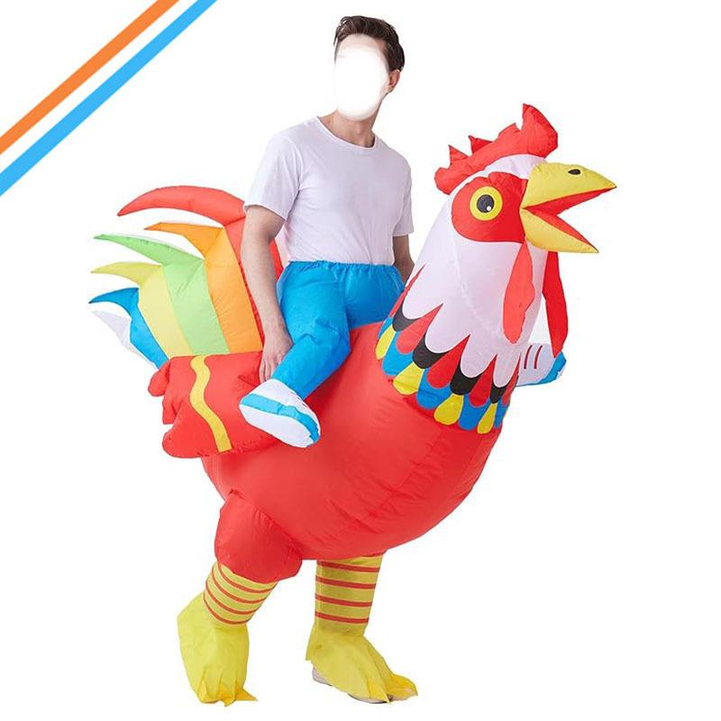 Halloween Cartoon Ride Doll Costume Show Party Props Holiday Show Colorful Cock Inflatable Coat