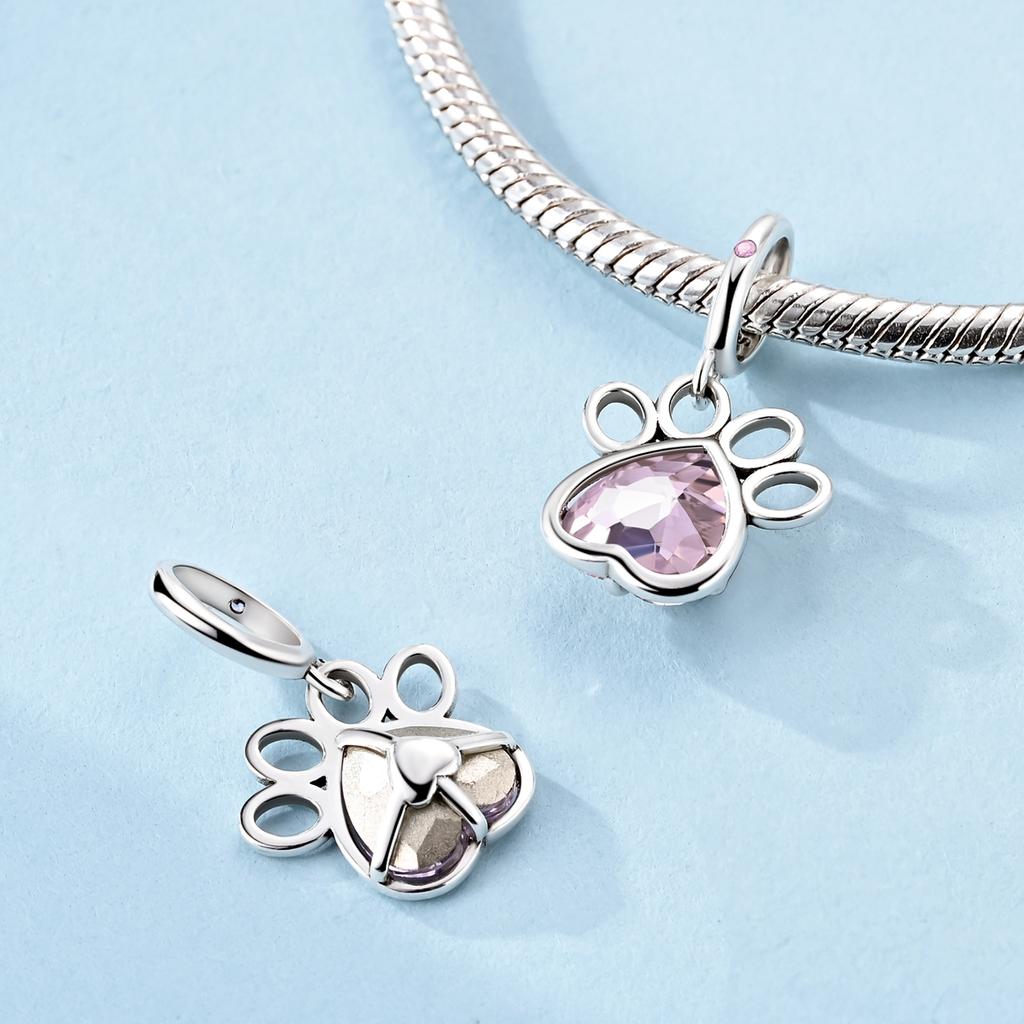 Copper Charm Pink Paw Fit Original Bracelet Diy Fashion Pendant Woman Jewelry