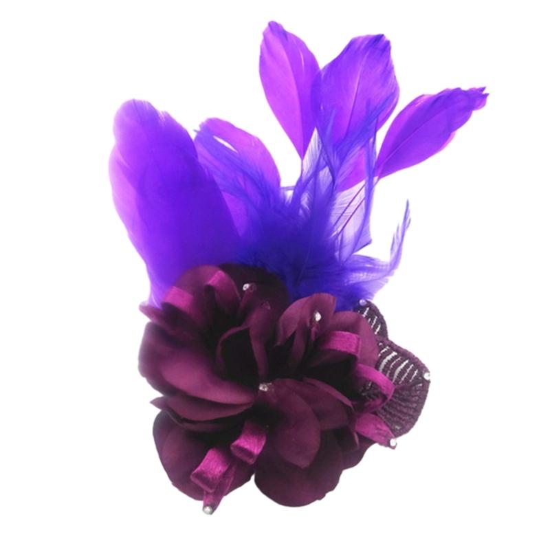 Punk Feather Flower Hair Hoop Women Prom Party Brooch Carnivals Hair Supplies