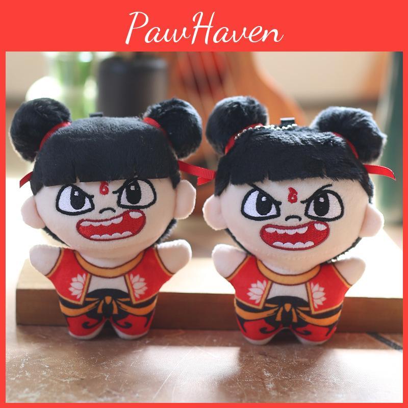 Stuffed Nezha Plush Doll Keychain Toy Backpack Decor Gift For Kids Boys Girls