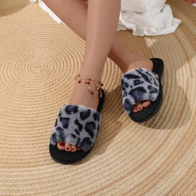 Femei Toamnă Iarnă Gros Interior Bumbac Leopard Casual Pantofi De Blan De Catifea Femei Papuci Calzi Anti Alunecare Pentru Cupluri 36-43