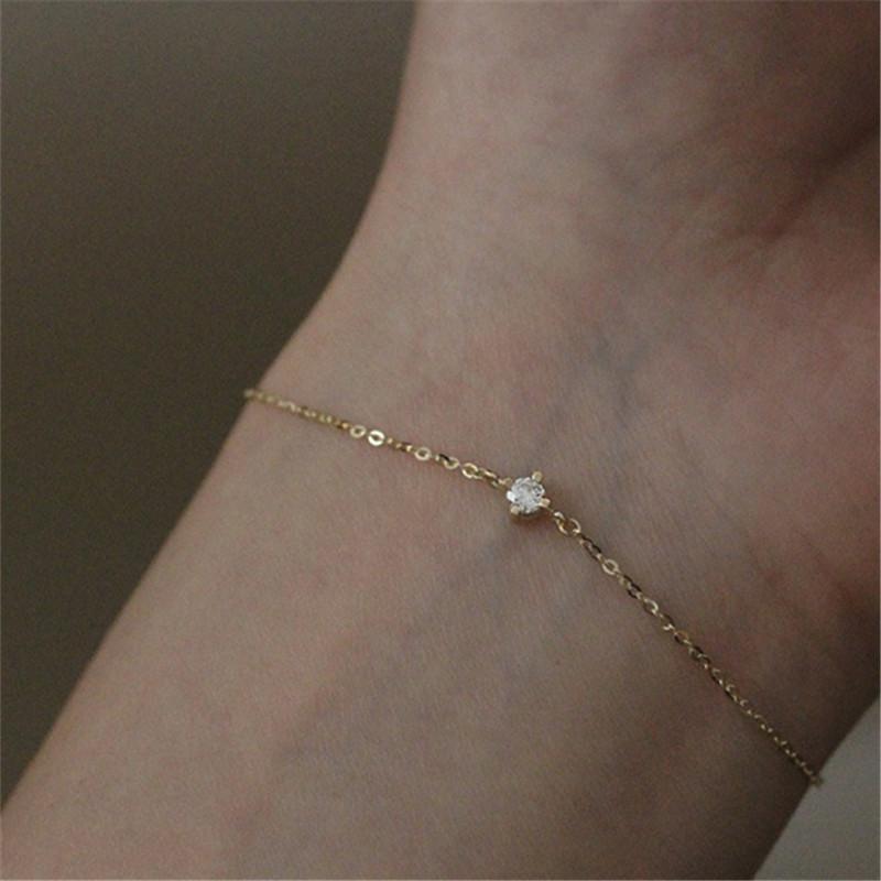 Bracciale in Argento Sterling 925 Cristallo Raffinato Placcato Oro 14k Donna Temperamento Classico Gioielli da Festa Regalo per Fidanzata