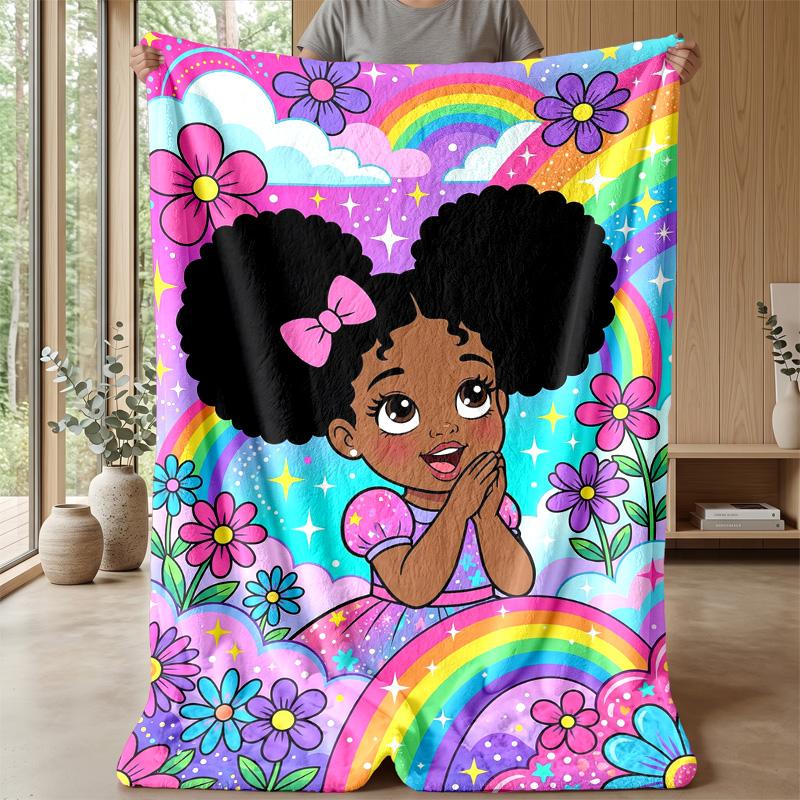 Rainbow Dreams Frame Theme blanket Lightweight Warm Flannel Blanket Decorative Throw Blanket for Home Decoration