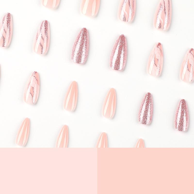 Wearable Nude Pink Glitter Nail Art Tips