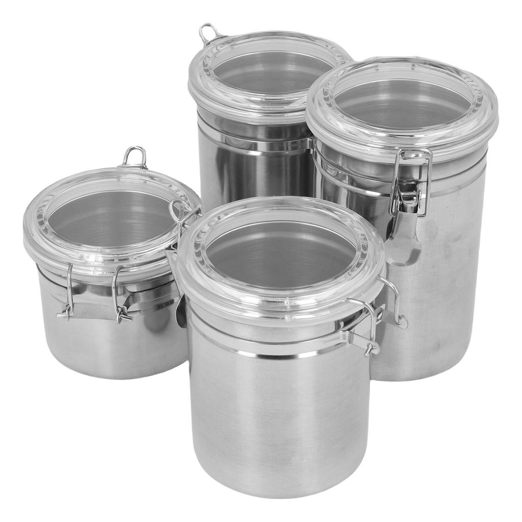 4 szt. Hermetyczny pojemnik do przechowywania żywności Pojemnik do przechowywania ze stali nierdzewnej na ziarna kawy Herbatę Mleko w proszku