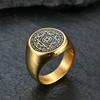[Magic of Sedona] King Solomon's Magical Signet Ring, Men's Titanium Ring [Gold Color] [Size: US 9-JP 18 (Circumference = 59.4mm, Diameter = 18.9mm)]