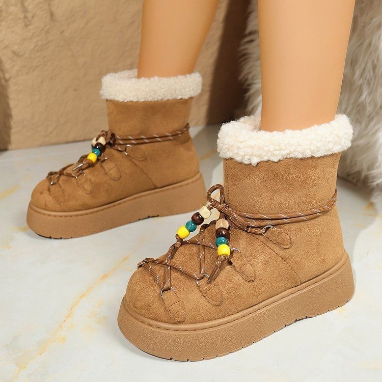 2025 autumn and winter new thick-soled casual cross-strap snow boots women's comfortable versatile velvet warm snow boots