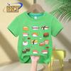 Kawaii Japanese Sushi printed kids Tshirt summer pure cotton shortsleeved casual tops for boys and girls