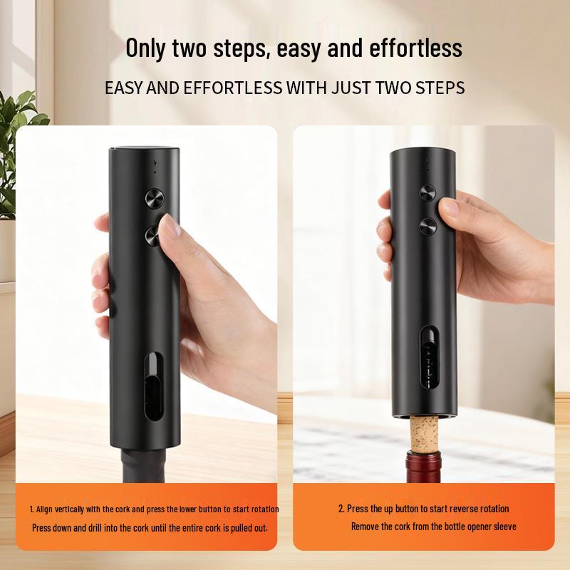 Set Apribottiglie Elettrico Ricaricabile: Cavatappi Automatico con Ricarica Type-C, Batteria al Litio, Strumento Domestico Multifunzionale