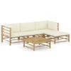 Day and Night - Day and Night Garden Furniture Set 5 Pieces Bamboo and Cream White Cushions