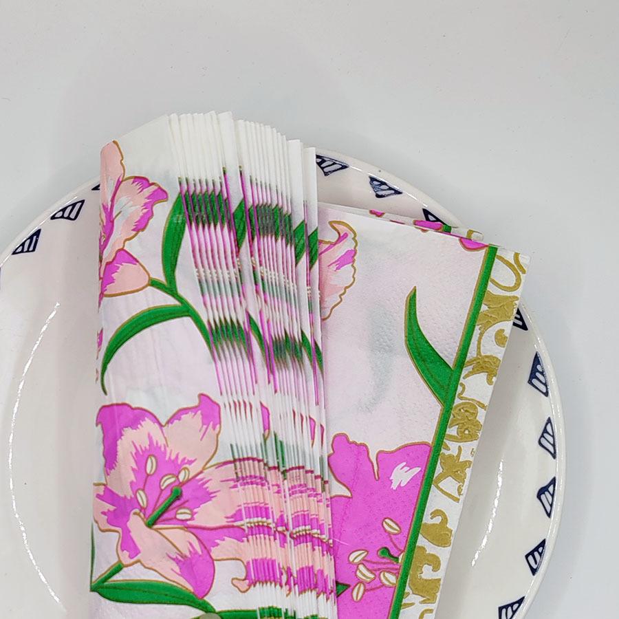 20pcs/pac Floral Printed Paper Napkins for Wedding Colorful Facial Tissues for Party Table Setting Disposable Dinner Napkins