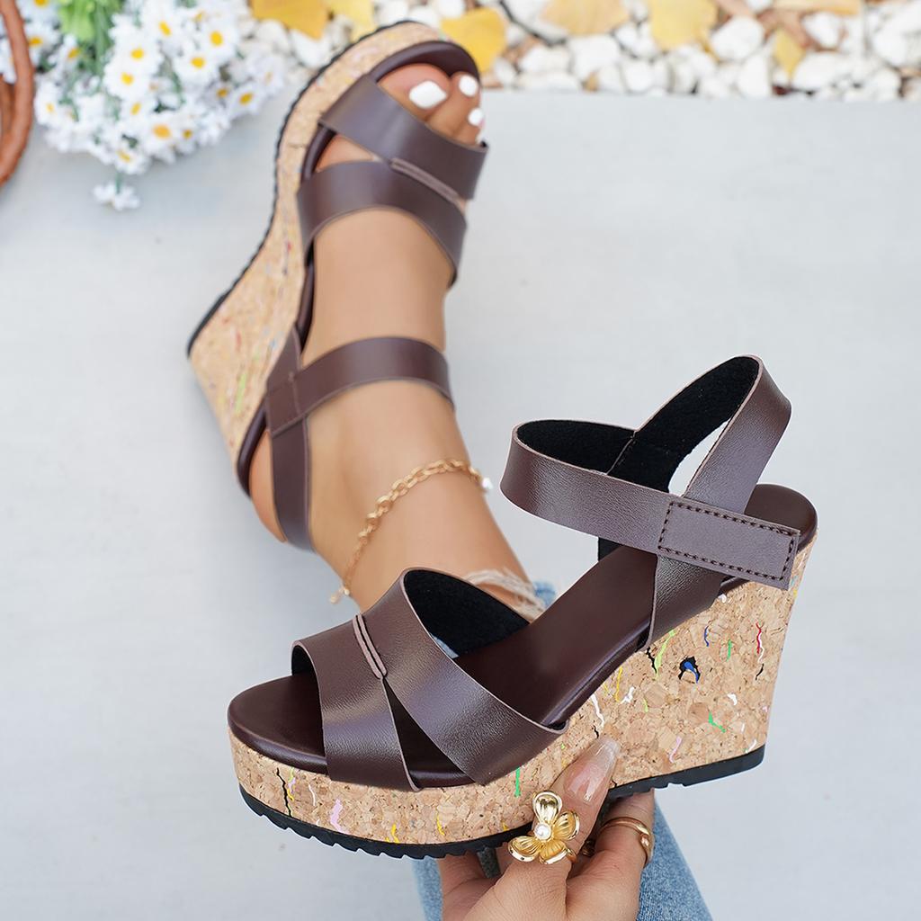 Women Wedge Sandals Summer Trend Platform Shoes Women Fashion Roman Buckle Peep Toe Shoes Leisure Lightweight Holidays Sandals