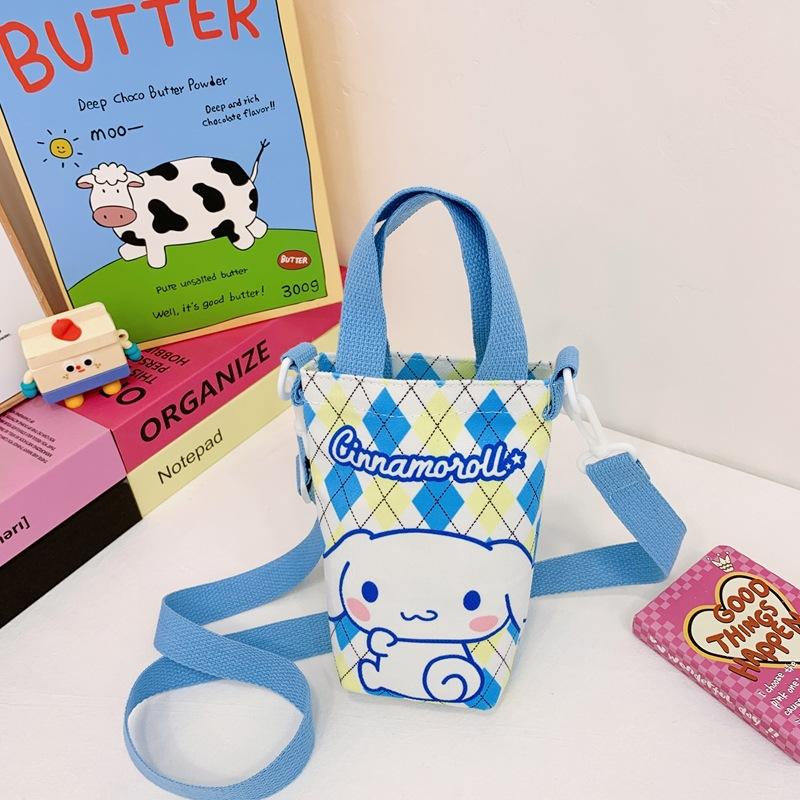 Fashion new children's bag cute girl large capacity water cup canvas bag baby shoulder messenger bag