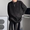 Men's Korean Style Loose Pleated Long Sleeve Crew Neck Pullover
