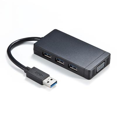 USB 3.0 Hub'lı, 1080p Destekli, Çift Monitör Ekran Adaptörlü Sanwa Direct USB 3.0'dan VGA'ya Dönüştürücü Adaptör (400-HUB026)
