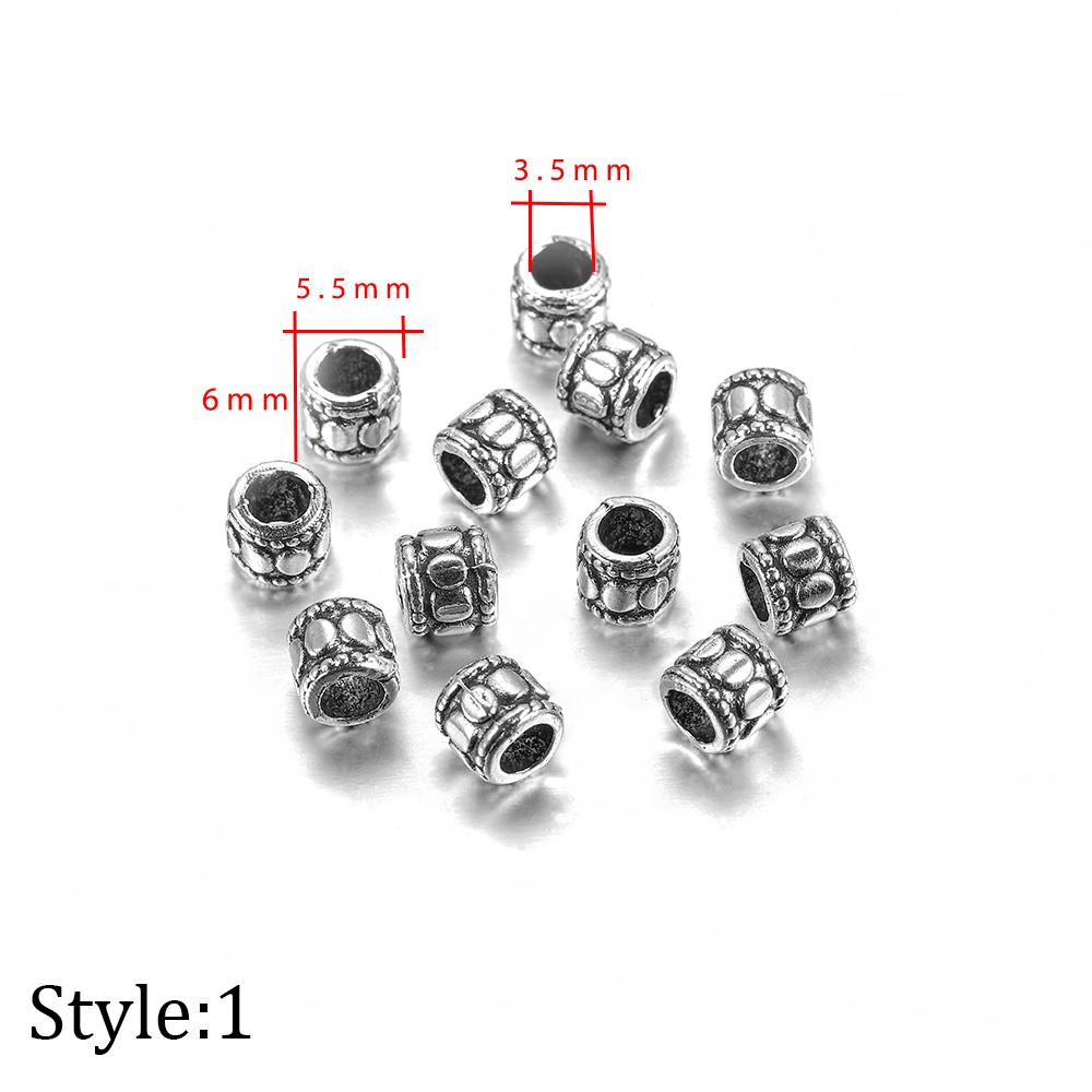 20pcs/lot Metal Big Hole Tibetan Antique Spacer Loose Beads For DIY Jewelry Making Finding Necklace Bracelet Accessories