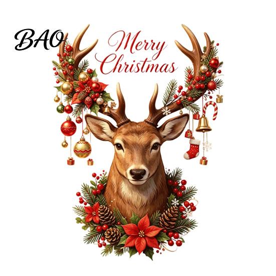 Reusable Winter Window Clings Christmas Reindeer Static Glass Sticker, Removable with Merry Text, PVC Stickers for Holiday Home And Store Decoration