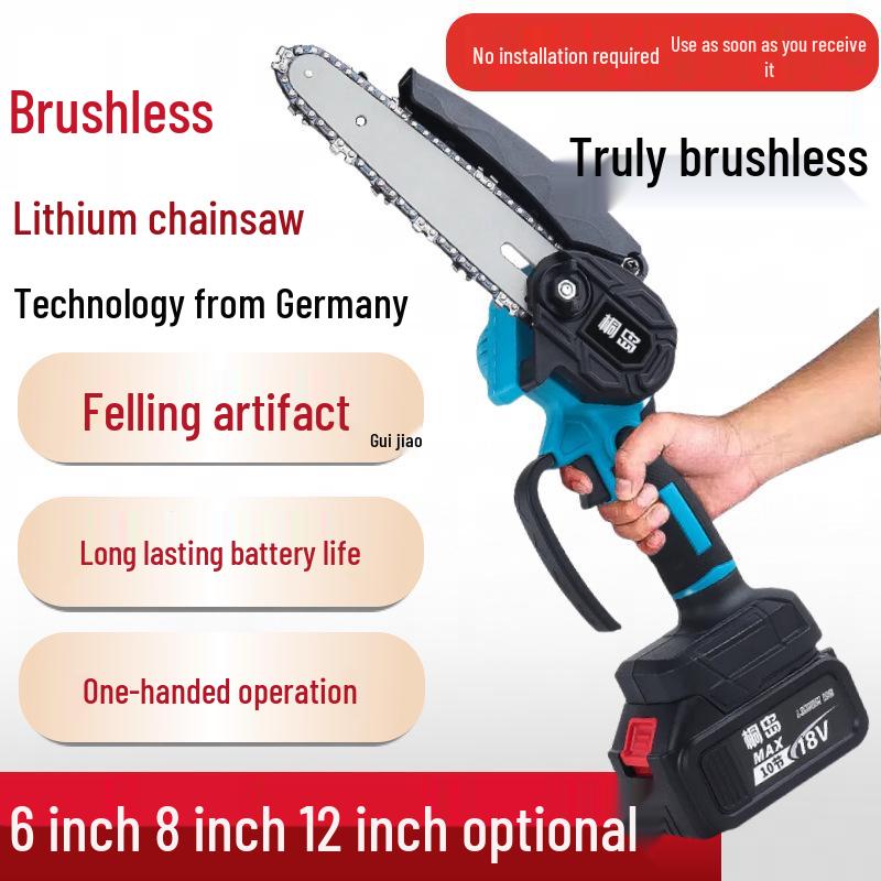 Compact Lithium Battery Handheld Electric Chainsaw - Rechargeable Tree Felling Tool with Large Capacity