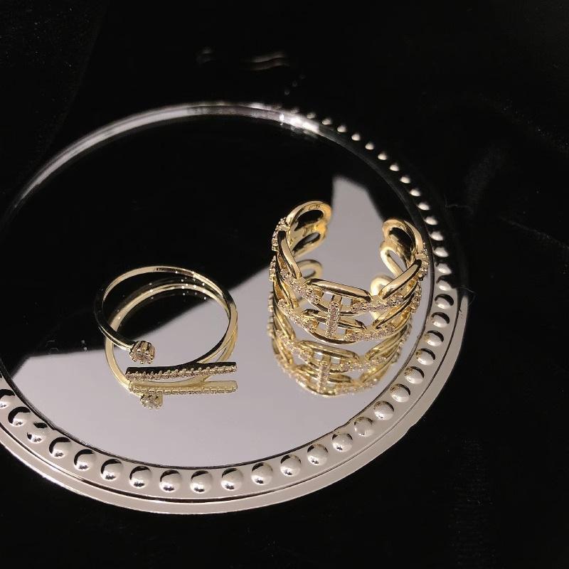 Korean Elegant Fashion Geometric Adjustable Copper Ring For Women Perfect For Ins Style