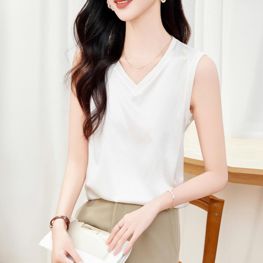 

Silk top women s new fashion mulberry silk halter top temperament vest shirt XXXL