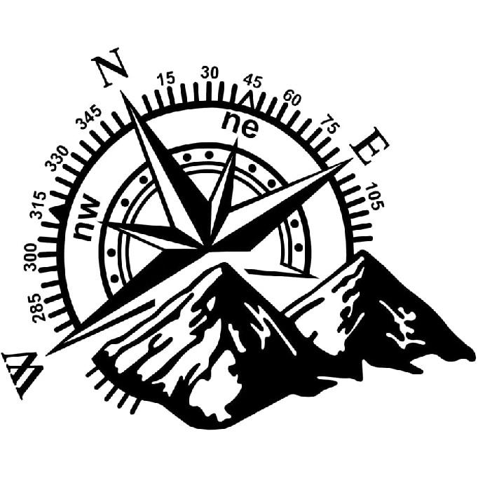 

Compass with Mountain Graphic Car Hood Sticker Waterproof Car Body Racing Decal Car Exterior Decoration 23.62 x 19.68 , Holographic Laser чёрный