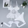 Longnet socks white lace lace hollow stitching cute skirt suspender top three-piece set 52