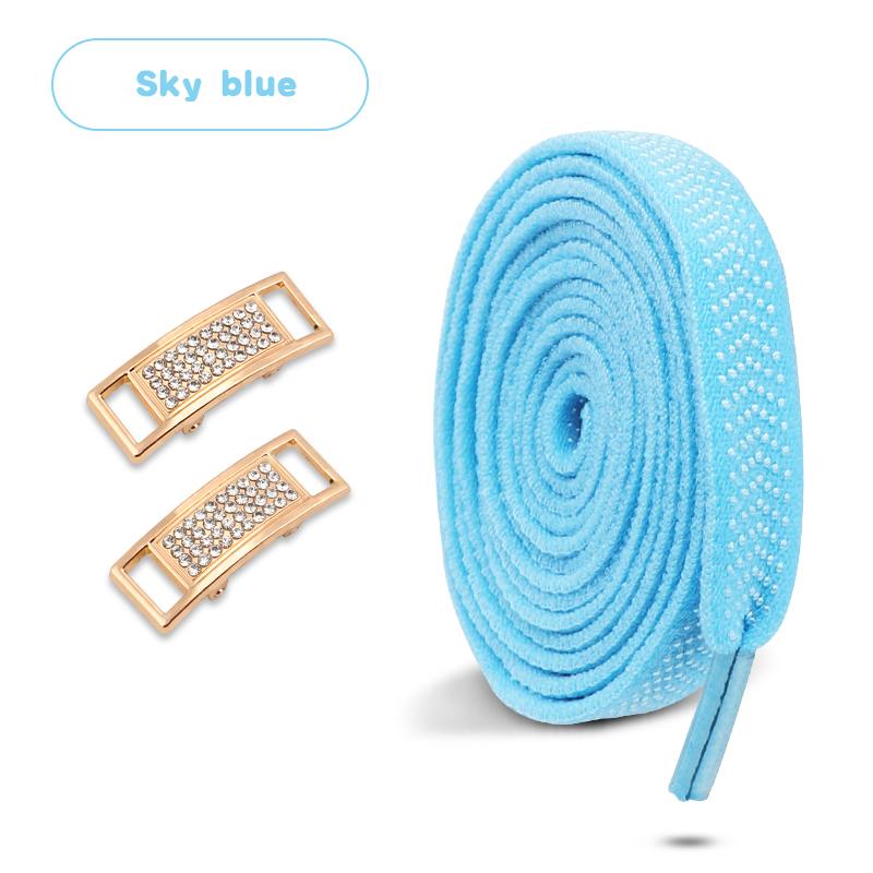 Elastic Laces Sneakers Tennis No Tie Shoe Laces Gold Diamond Buckle Shoelaces Without Ties Flat Shoelace for Shoes Accessories