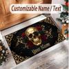 Tappeto Morbido in Velluto di Cristallo Tema Gotico Teschio Stampa Personalizzata Nome e Testo Tappeto Antiscivolo per Camera da Letto Soggiorno