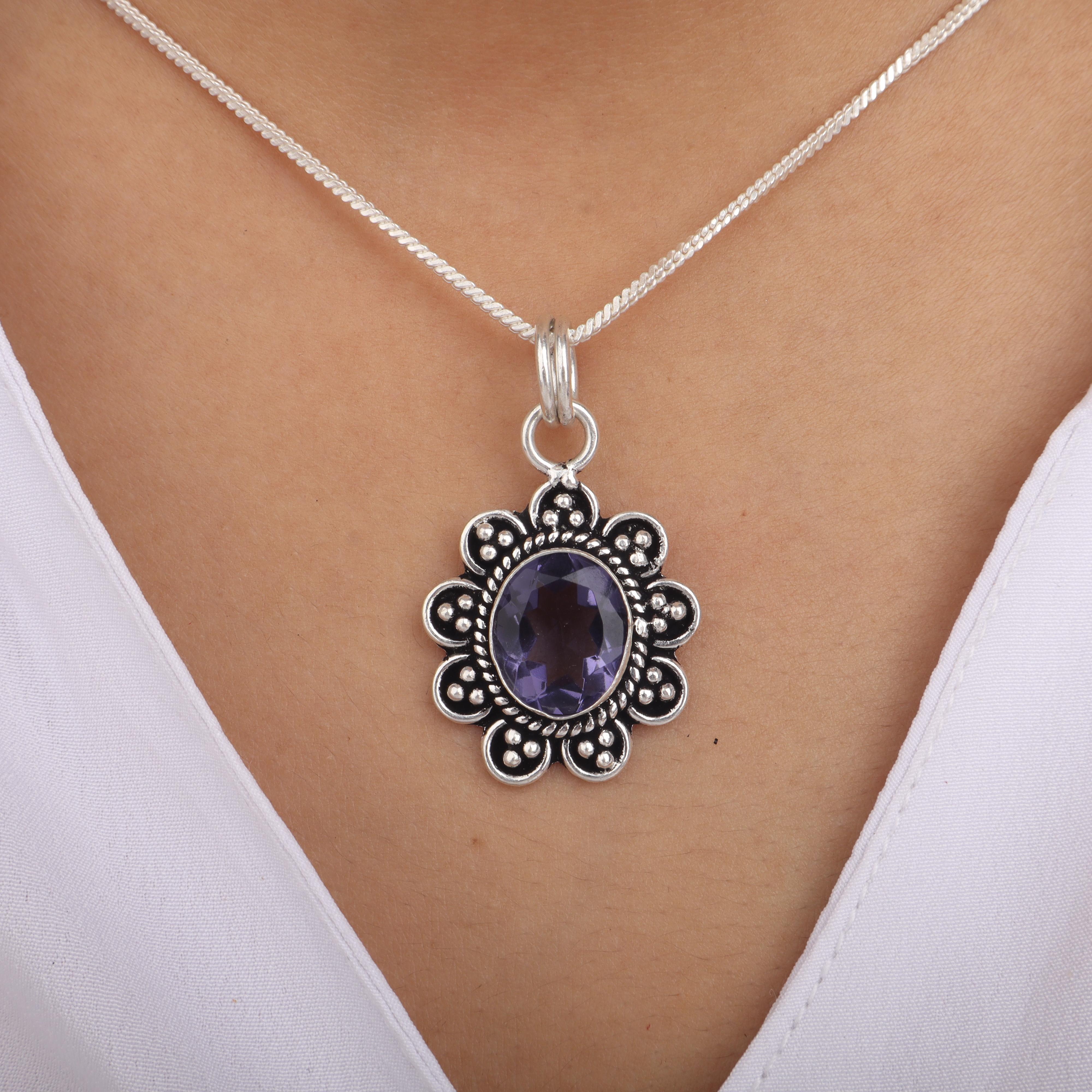 

Rare Iolite Gemstone 925 Sterling Silver Jewelry Handmade Pendant 1.37 Gift For Wife CP-40-10