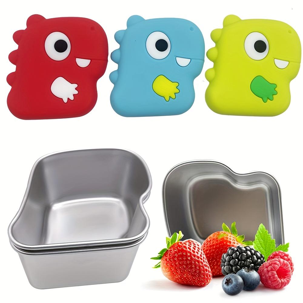 

3 шт. контейнеры для закусок из нержавеющей стали, маленький контейнер для хранения продуктов с силиконовой крышкой, герметичный ланч-бокс бенто, многоразовый металлический ланч-бокс из нержавеющей стали 304 3 pack (red + yellow + blue)