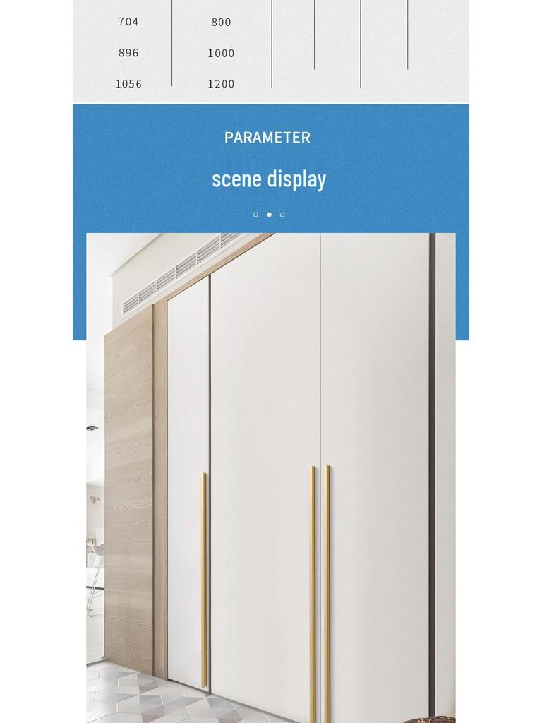 Modern Minimalist Gold Cabinet Handle, Light Luxury I-Shaped Black Drawer Pull