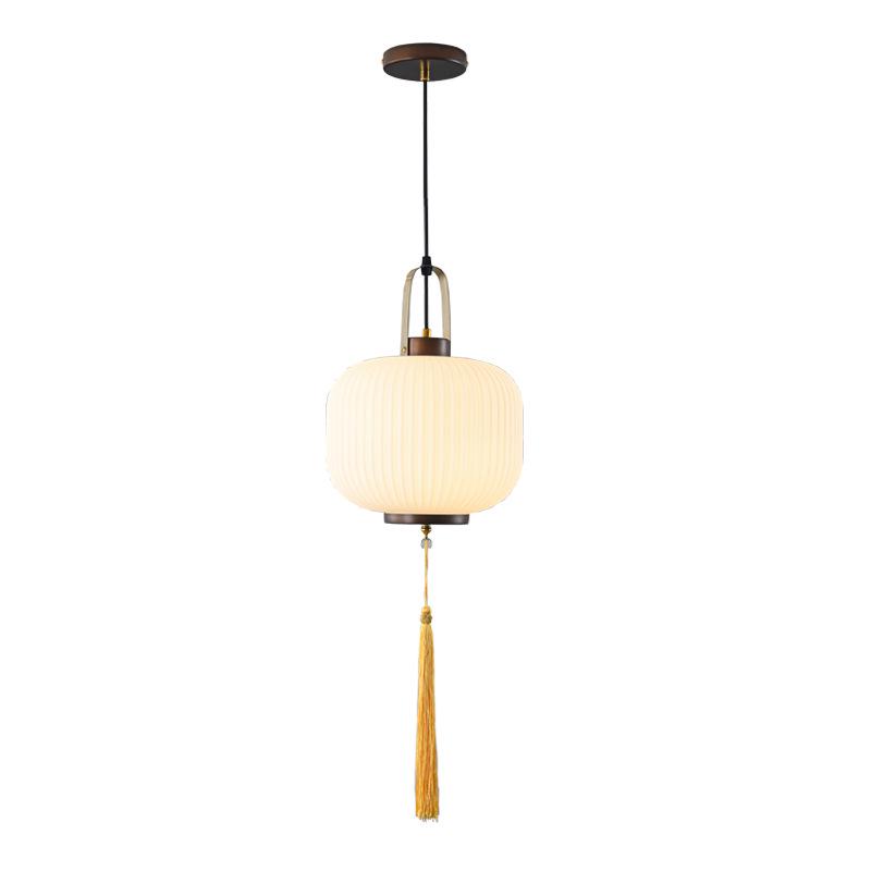 Modern Asian-Inspired Striped Glass Pendant Light for Restaurants and Bars