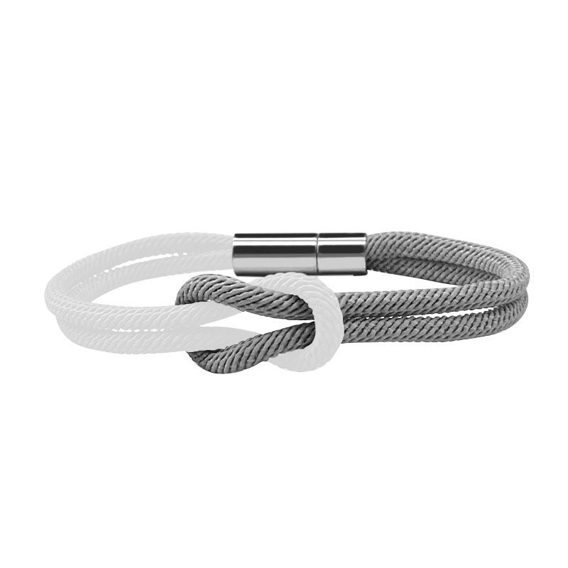 Two Tone Milan Rope Adjustable 8-shaped Knot Bracelet for Couples Creative Stainless Steel Magnetic Buckle Handmade Jewelry