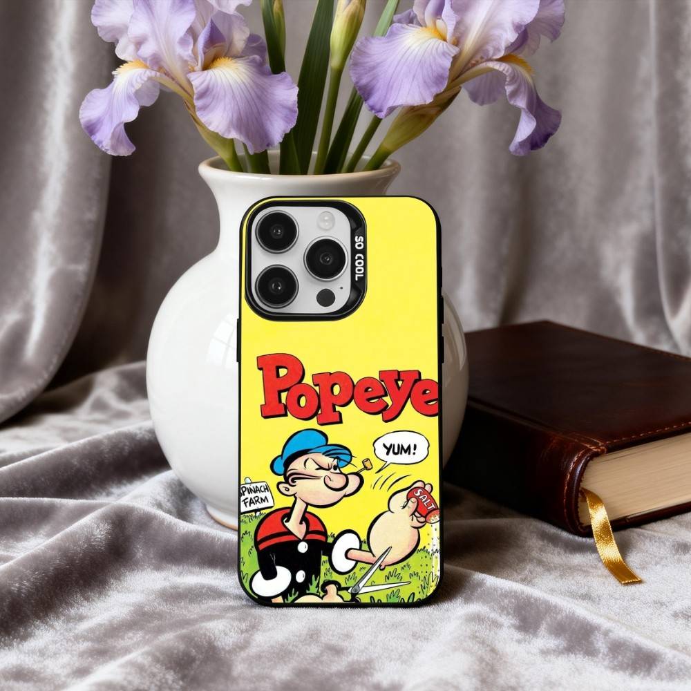 C-Cartoon C-Character P-Popeye-E  Phone Case For iPhone17,16,15,14,13,12,11 Plus,Pro Max Candy Silver Plated Inside Cover