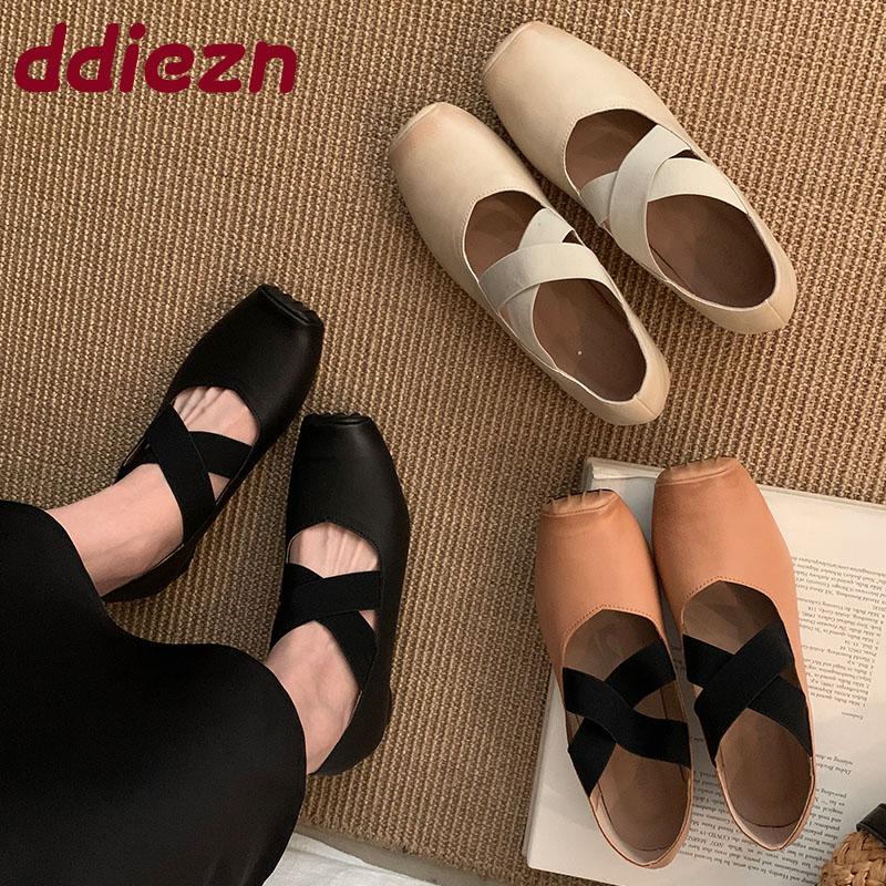 Fashion Fashion Shallow Women Ballet Flats Dance Shoes Spring Autumn Female Soft Footwear Square Toe Ladies Mary Janes Flats Shoes