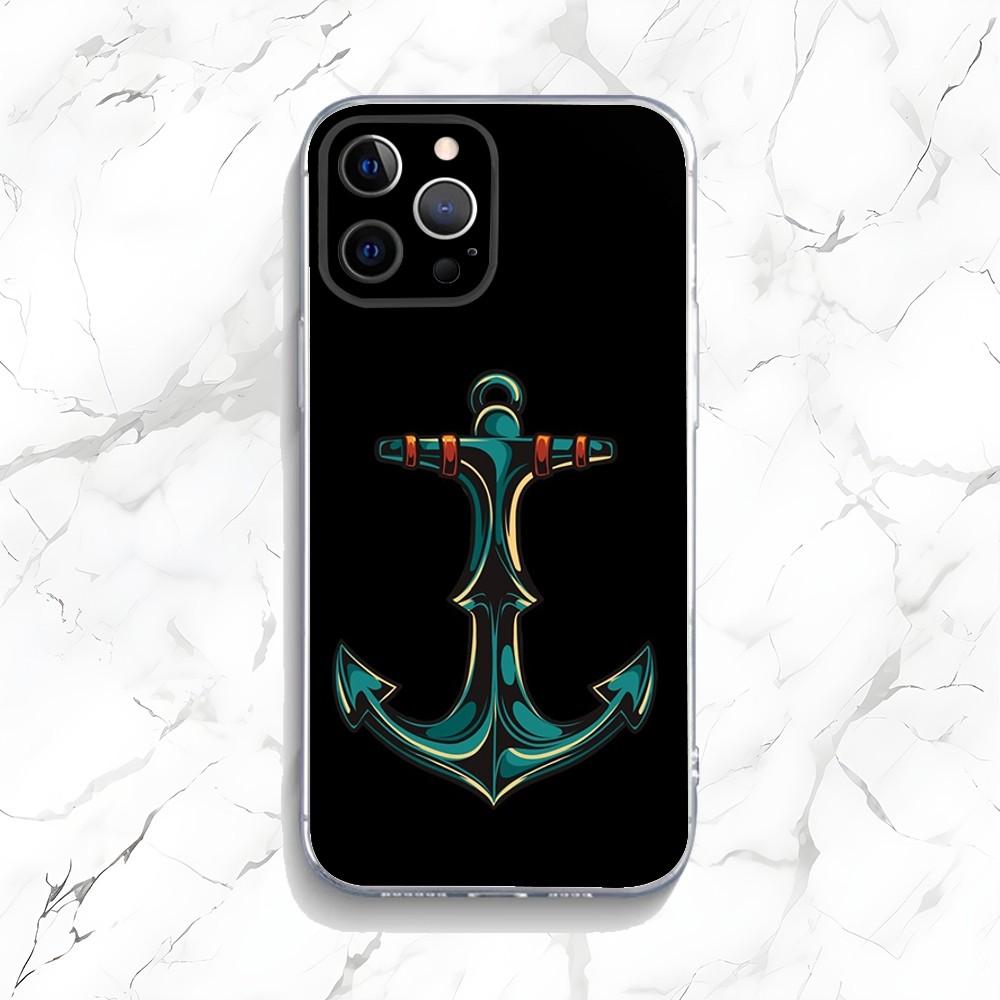 Anchor Compass Nautical Sailor Phone Case For iPhone 16,15,14,13,12,11 Plus,Pro,Max,XR,XS,X,7,8 Plus,SE,Mini Transparent Shell