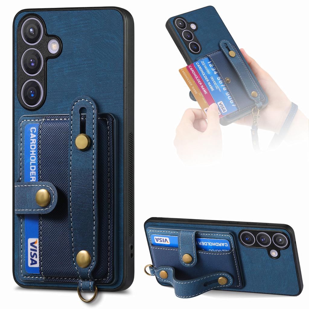 Wristband Cards Solt Leather Wallet Case For Samsung Galaxy S24 Ultra S23 S22 Plus S21 FE A04 A14 A24 A34 A54 A15 A25 A72 A73