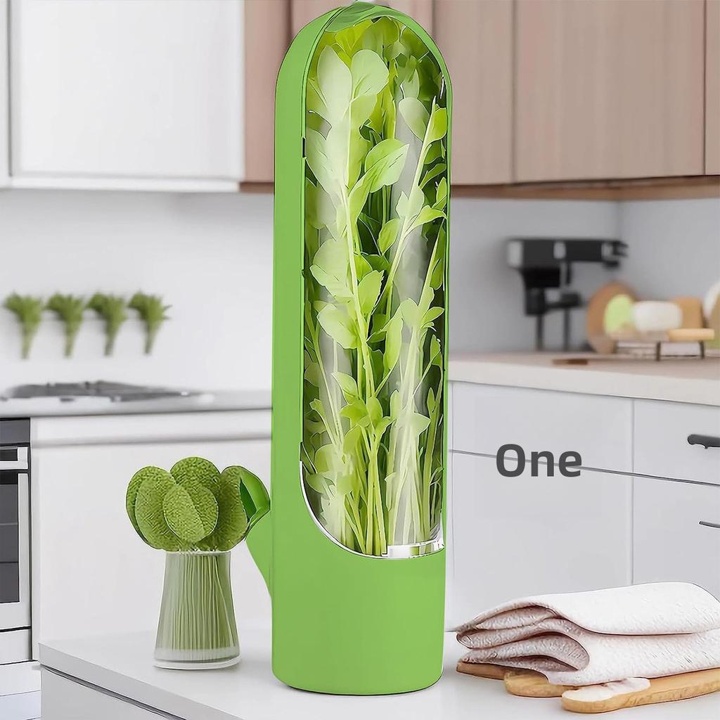 Round Plastic Herb Keeper Fresh-keeping Box for Vegetables and Kitchen Storage