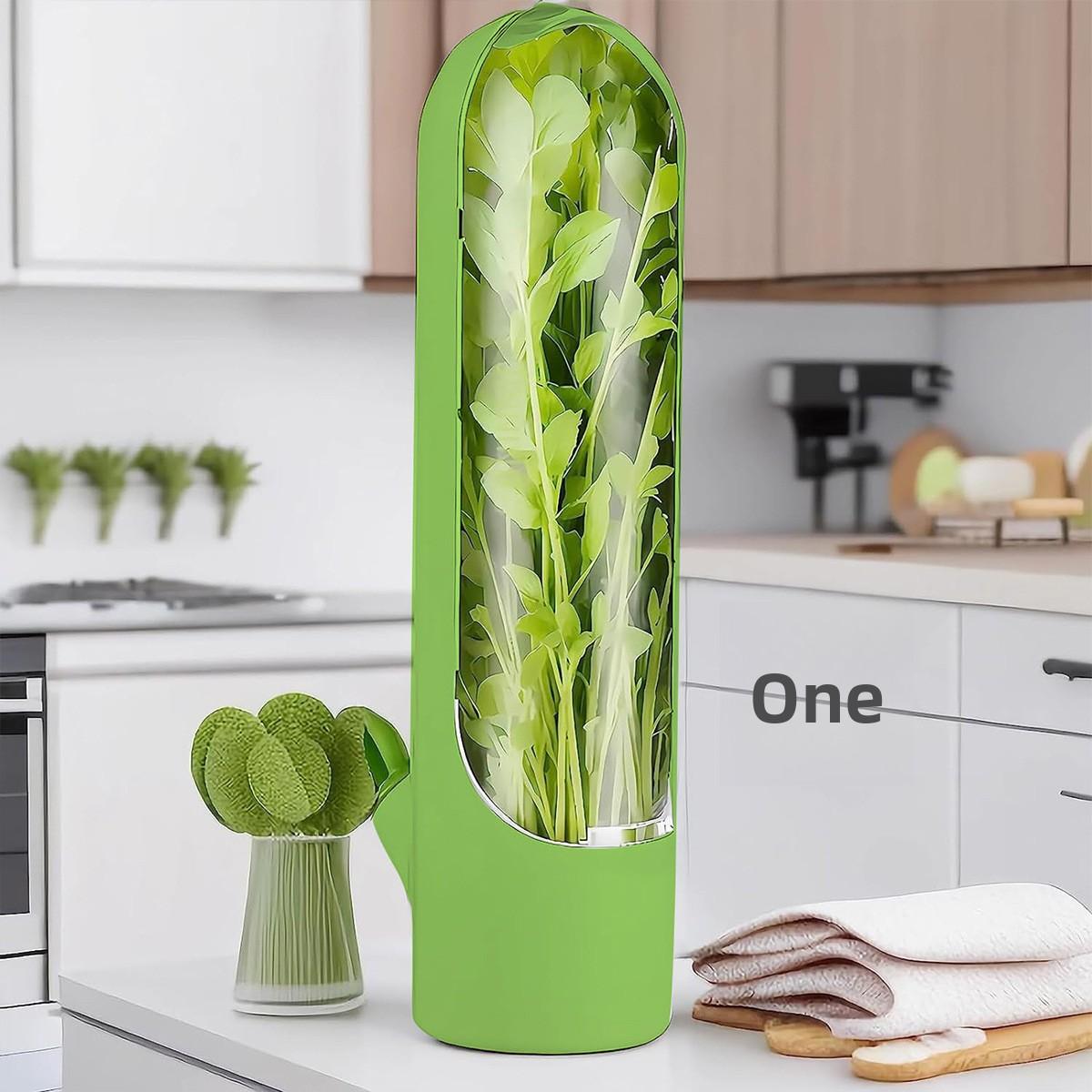 

Круглый пластиковый контейнер для хранения трав, коробка для сохранения свежести для овощей и кухонного хранения Storage device зелёный