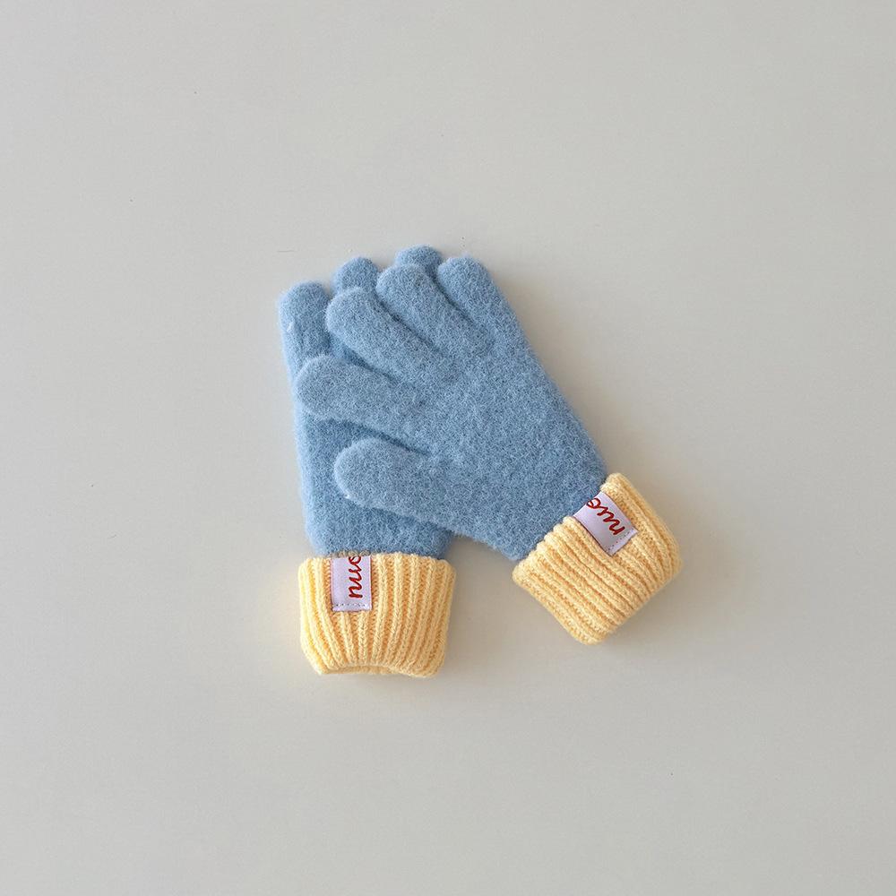 

1 пара детских цветных перчаток с сенсорным экраном для девочек и мальчиков, модные зимние варежки для детей, теплые вязаные перчатки с пальцами