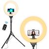 UBeesize LED Ring with Smartphone Tripod Video Selfie Light Compatible with Smartphones and for Video and Live Broadcasting Light, 14-inch, 158cm,