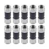 10pcs RG6 Compression Connectors RG6 F Type Connector Coax Coaxial Compression Fitting Waterproof Connection Black and Blue