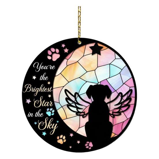 Pet Memorial Sun Catcher Dog Cat Suncatcher Pet Memorial Keepsake Stained Glass Style Hanging Decoration for Loss of Dog Sympathy Gift