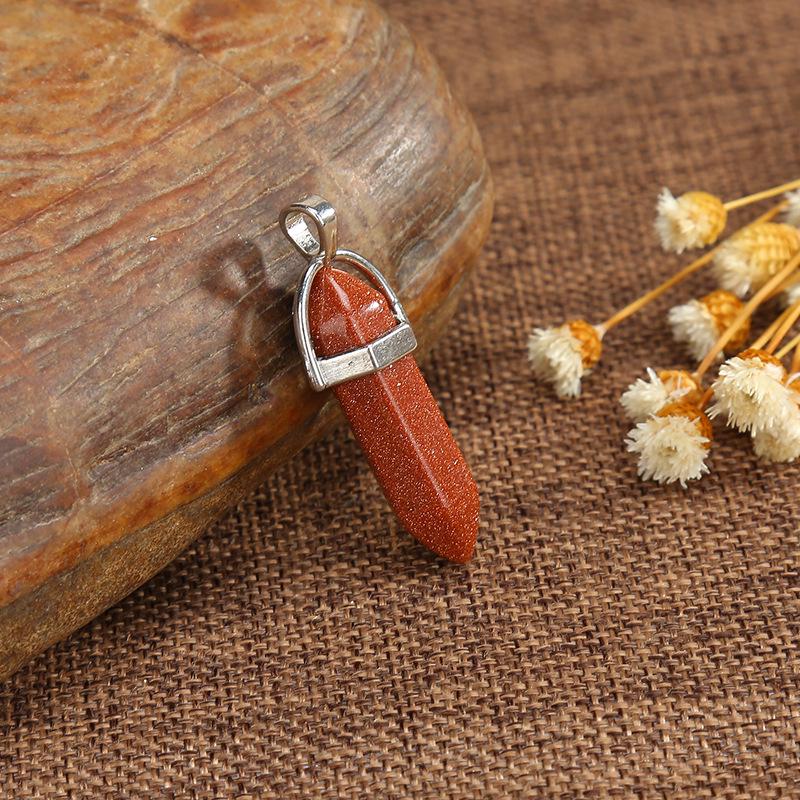 Natural Stone Amethyst & Rose Quartz Double-Pointed Hexagonal Pendant Necklace